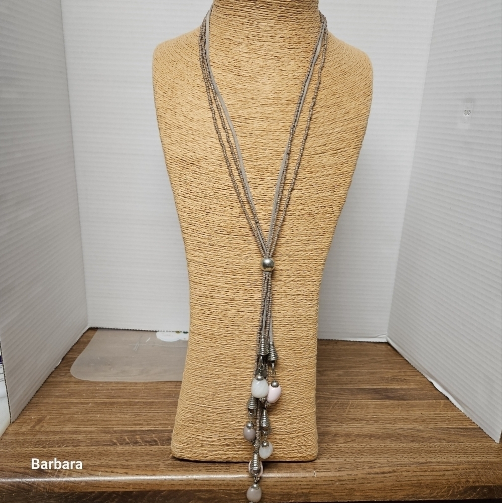 Vintage Sandwich Fashion Canada Multi-Strand Beaded & Metal Necklace
